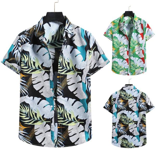 

men's casual shirts 2021 arrived hawaiian fashion button print beach short sleeve quick dry blouse jujutsu kaisen shirt, White;black
