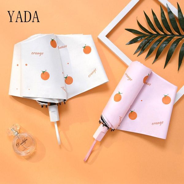 

umbrellas yada ins design rainy orange umbrella folding creative anti-uv rainproof parasol sun protection fruit yd200041