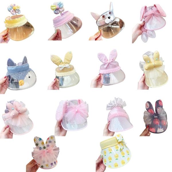 

wide brim hats h58e kids folding sunshade cap cute personality empty sun hat baby children decoration breathable cartoon, Blue;gray