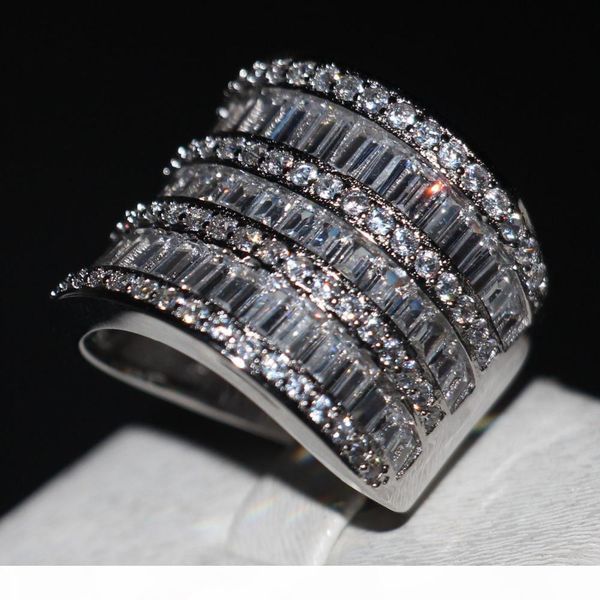 

unique big women wedding band ring cocktail jewelry 925 sterling silver t shape 5a zircon cz female engagement ring, Slivery;golden
