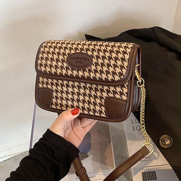 

shoulder bags retro bag female 2021 autumn fashion plaid messenger ins