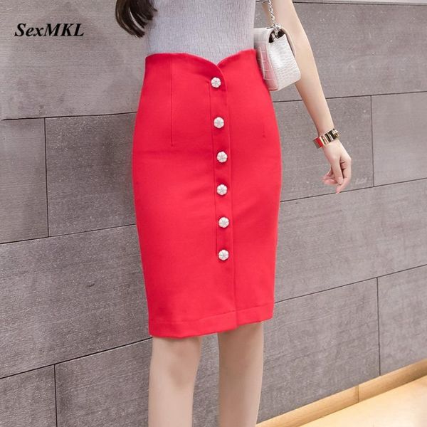 

skirts fahion bodycon pencil skirt plus size 2021 women summer high waist womens clothing korean office black red