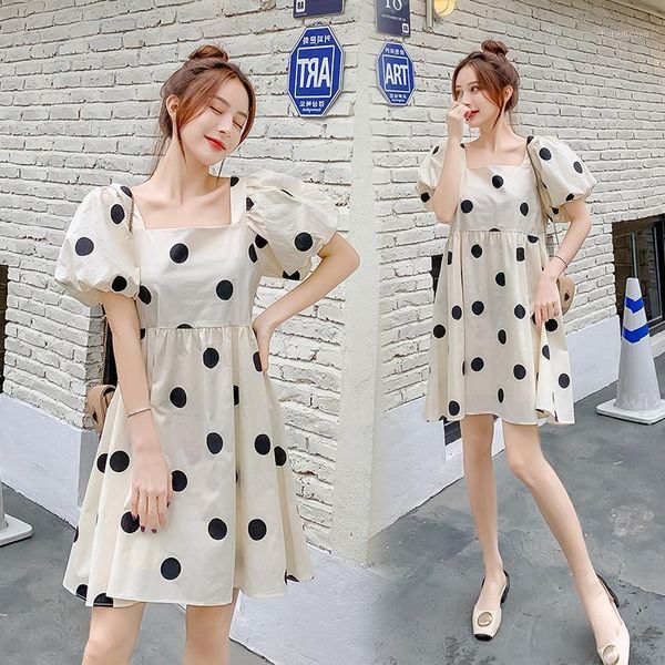 

maternity clothes summer cotton short sleeve loose stylish dress for pregnant women mom hubble-bubble sweet1, White