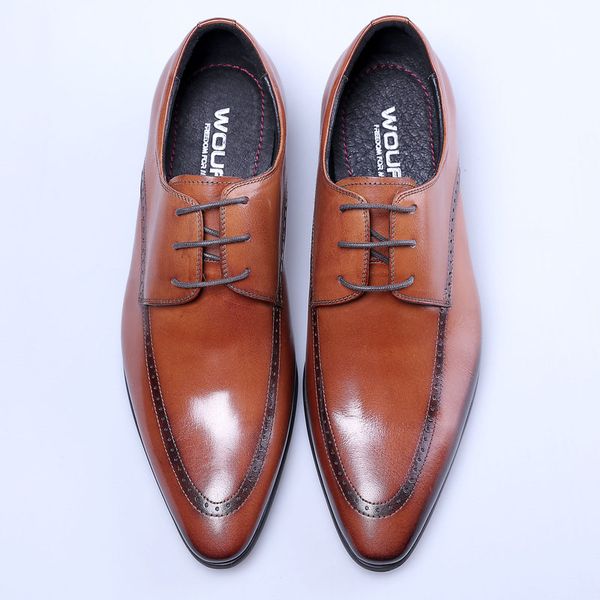 

mens oxford handcrafted genuine leather formal shoes british style dress shoes for men lace up business wedding shoes b53, Black