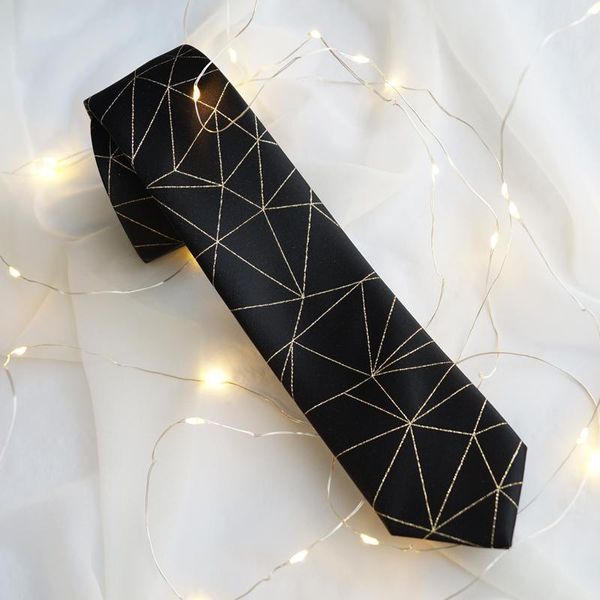 

neck ties male men's original design female students gift necktie [cutting line] gold black narrow tie 6cm light luxury, Blue;purple