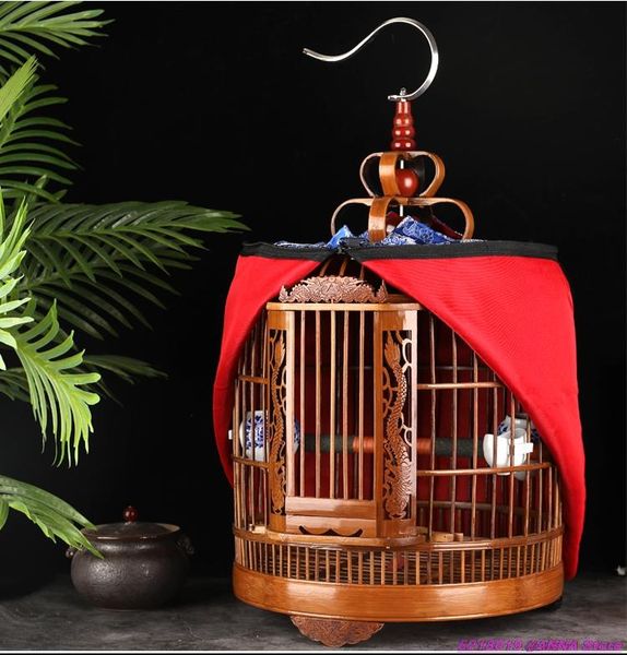 

2021 ale thrush bird cage bamboo boutique full accessories bird home factory carved starling house large handmade 36cm