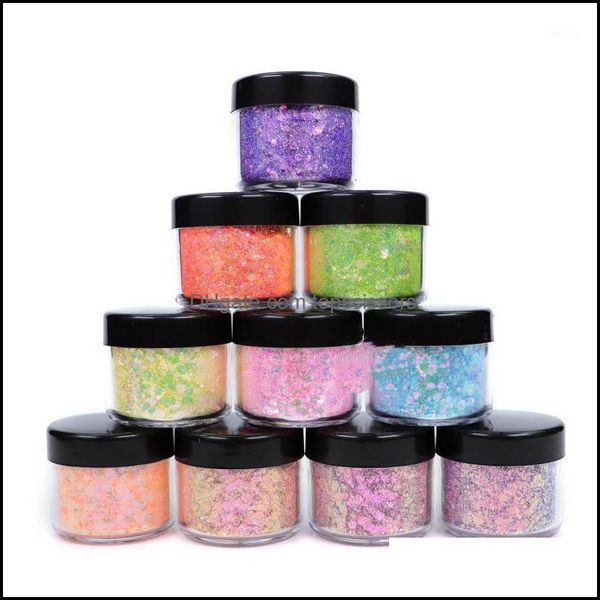 

art salon health & beauty50g/bag summer bright nail chunky glitter holographic different background color-changed manicure nailarts flashgli, Silver;gold