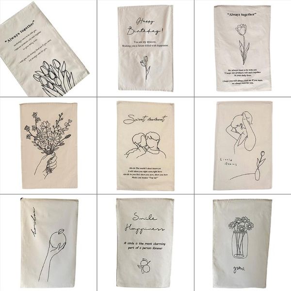 

tapestries retro minimalist illustration wall hanging tapestry bedroom background decorate