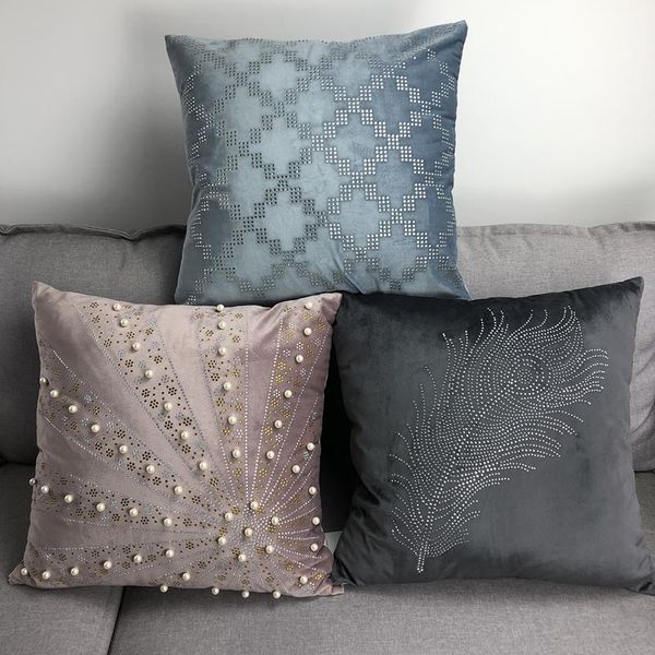

velvet cushion, diamond pearl fashion simple, quality soft pillowcase, suitable for home party festival car chair decoration
