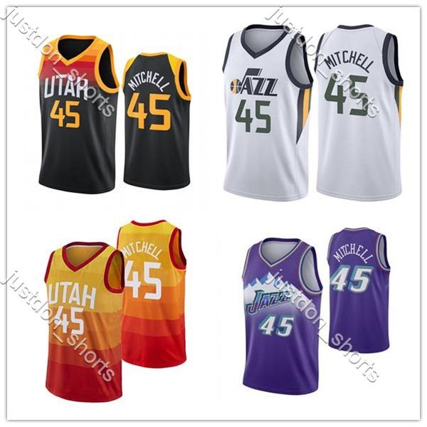 

2020 donovan 45 mitchell men jersey ncaa rudy 27 gobert mike 12 stockton jerseys karl 10 conley john 32 malone basketball jerseys new, Black;red