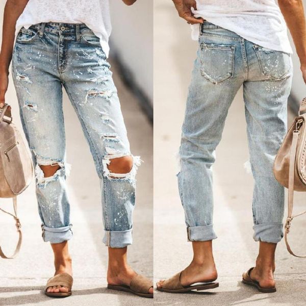 

women's jeans denim mid waist long slim simple women shaping for dating, Blue