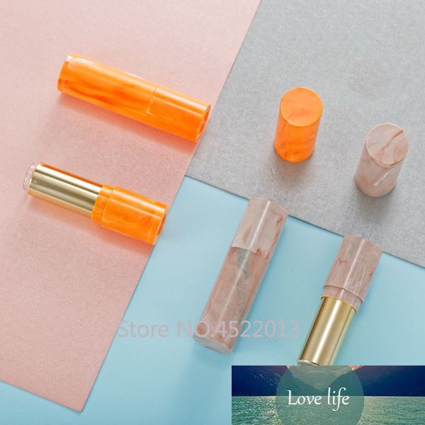 50 Stück 12,1 mm unregelmäßige Marmor-Orange-runde leere Lippenstift-Lippenbalsam-Röhre, Lippenstift-Hülle, Verpackung, Kosmetik