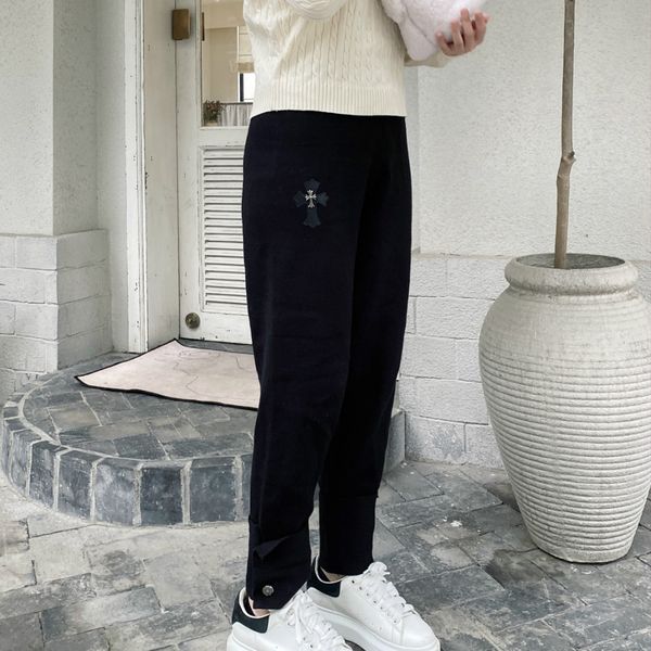 

crosin spring 2021 new thin elastic waist roll leg cross wool knitting radish casual pants leggings female 1109, White;black