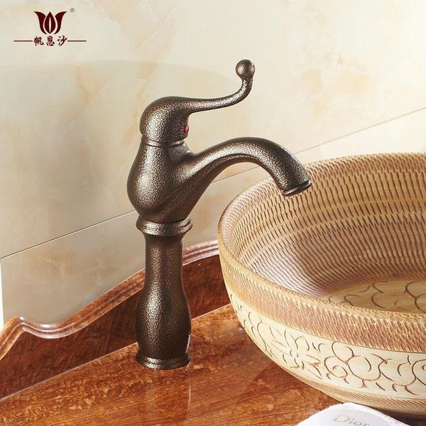 

bathroom sink faucets european style brass single hole basin faucet above counter lift open retro simple
