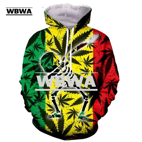 

men's hoodies & sweatshirts wbwa 3d printed weed hoodie jacket homme eufg, Black