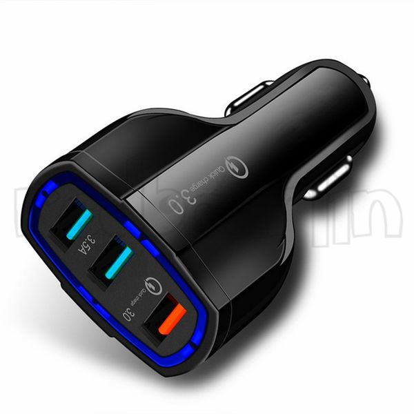

qc 3.0 car charger 7a 35w 3 usb ports car chargers adapter for ipad iphone 7 8 x samsung gps android phone pc with retail box