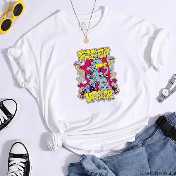 

women's t-shirt fresh urban printing t-shirts woman creativity retro casual style summer crewneck female, White