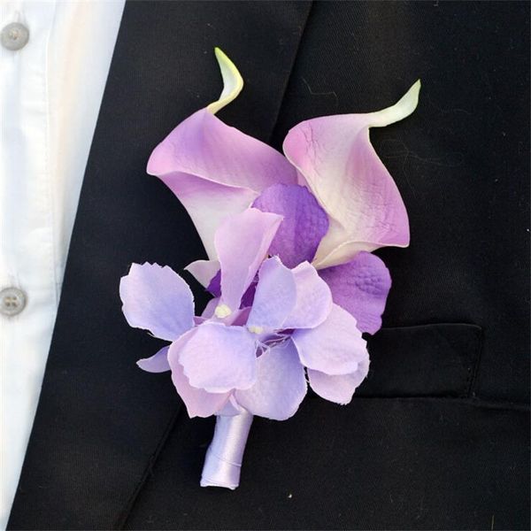 

5 pcs/ lot 11 type calla lily flower corsage groom groomsman wedding party man suit boutonniere for groom pin wedding flowers