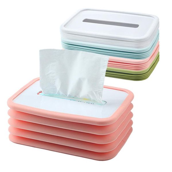 

tissue boxes & napkins creative silicone box foldable paper towel storage wet holder retractable capacity household living room