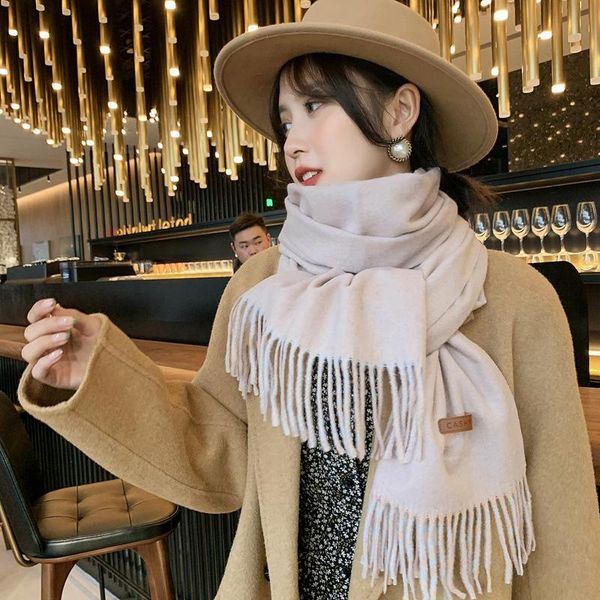

scarves thick and versatile solid color scarf student gift ins wild thickened cashmere women autumn winter warm shawl myrtle store, Blue;gray