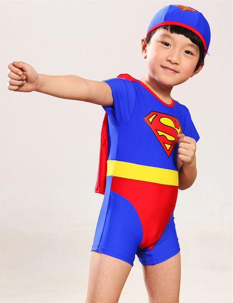 

2021 boys' one-piece cartoon children's spring swimsuit, White;black