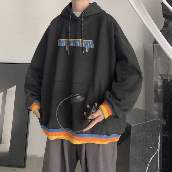 

round lilbert sweater fashion ne warm winter bottoming loose men's plush thiened coat, Black