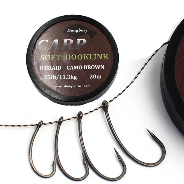 

20m for carp rig fishing tackle accessories 35lb hooklink carp fishing line 8braid soft hook camouflage hair braid rigging line