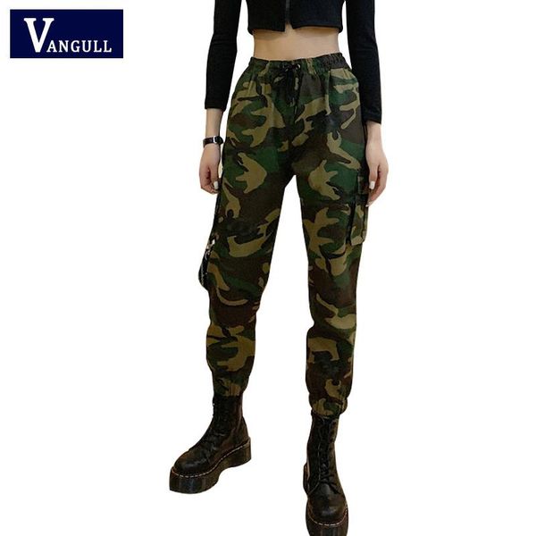 

women's pants & capris vangull women spring autumn casual 2021 camouflage trousers loose elastic waist camo cargo outdoor, Black;white