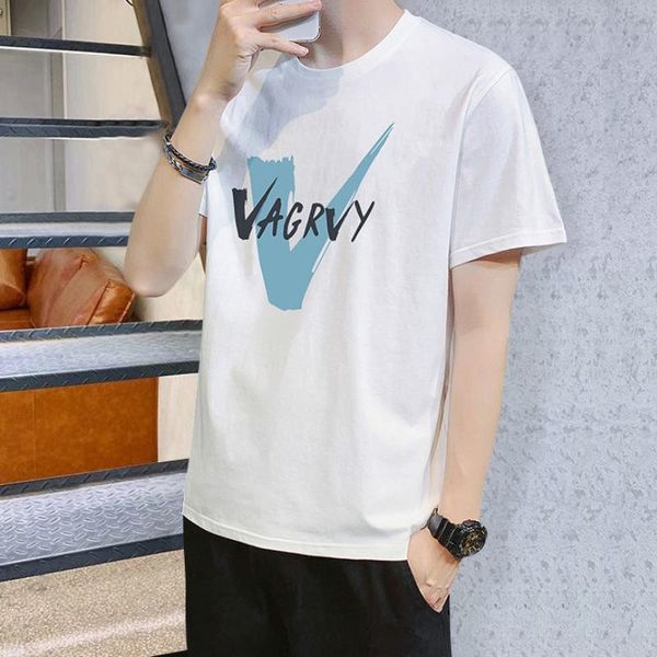 

men's t-shirts short sleeve t-shirt summer 2021 slim round collar brand ins half-sleeve fashion wear clothes, White;black