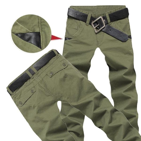 

men's pants four seasons cotton loose straight casual man solid color fit milltary army overalls tactical, Black