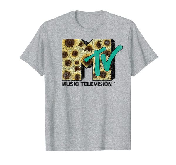 

mtv distressed vintage sunflower logo graphic t-shirt, White;black