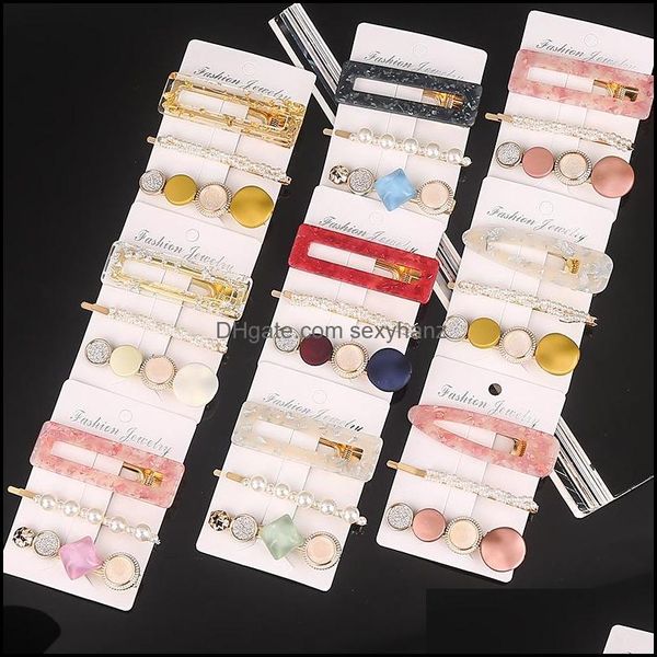 

& jewelry jewelrygirls clips barrettes diamond hairpins retro pearl hair aessories crystal card packaging combination hairpin drop delivery, Golden;silver
