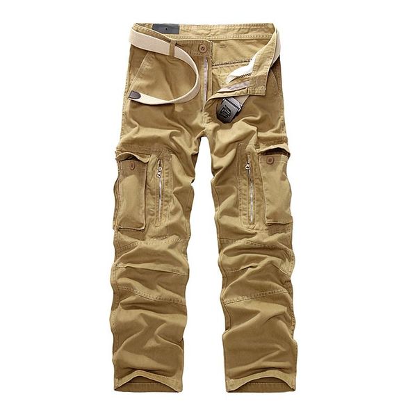 

men's pants cargo men camouflage tactical casual cotton trousers pantalon hombre ( belt not include ), Black