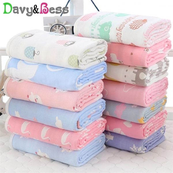 

6 layers newborn cotton muslin wrap children's baby swaddle blanket square winter quilt bath 210309