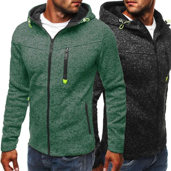 

men's sports leisure fitness jacquard fleece cardigan hooded jacket sweater, Black