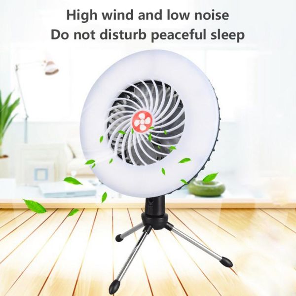 

portable rechargeable usb led fan light tent lamp lantern hanging stand outdoor camping hiking lamp lights lighting silent fan
