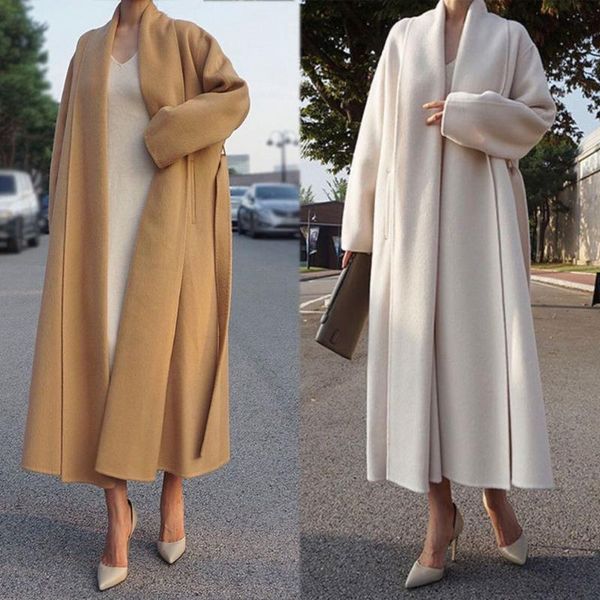 

women's jackets 2021 french winter elegant lace large length woolen coat, Black;brown