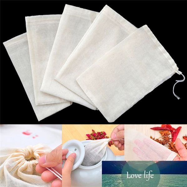 10 Pz/set Filtri Da Tè 8x10 cm Grande Mussola di Cotone Coulisse Sacchetto Riutilizzabile Zuppa di Erbe Spezie Filtro Bicchieri Accessori Per la Cucina