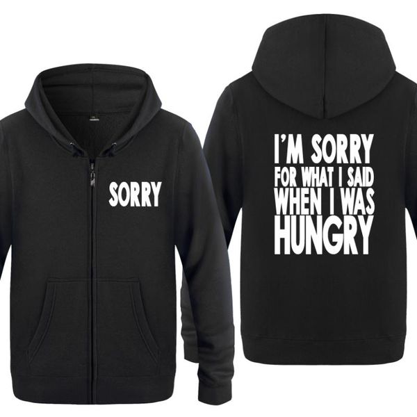 

men's hoodies & sweatshirts im sorry for what i said when was hungry funny men 2021 fleece zipper cardigans hooded, Black
