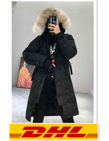 

ms.style canada winter women homme jassen chaquetas parka outerwear big real wolf fur hooded fourrure manteau down jacket coat h, Black