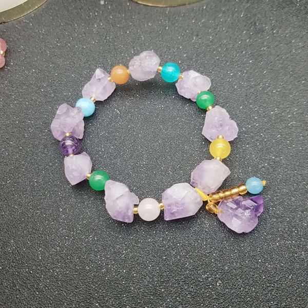

korean hand decorated amethyst original stone bracelet simple fashion single layer duobao bracelet women's jewelry crystal, Black