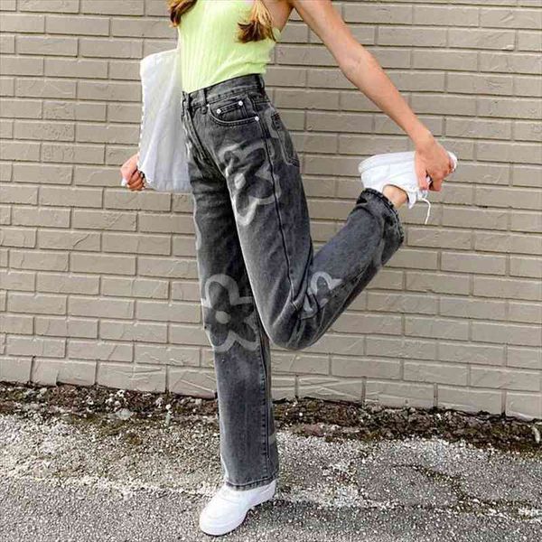 

vintage heart printed y2k baggy jeans women high waist harajuku aesthetic mom jeans denim sterrtwear 90s trousers, Blue