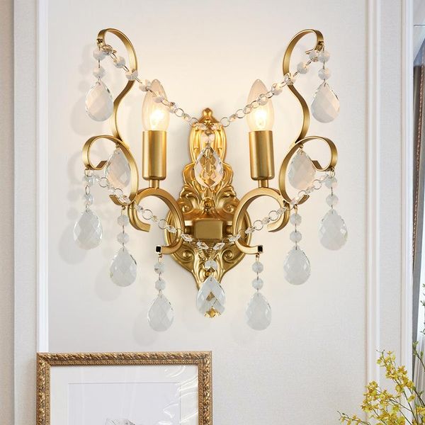 

creative personality european style living room bedroom aisle lamp e14 golden crystal wall lamp, ac110-240v