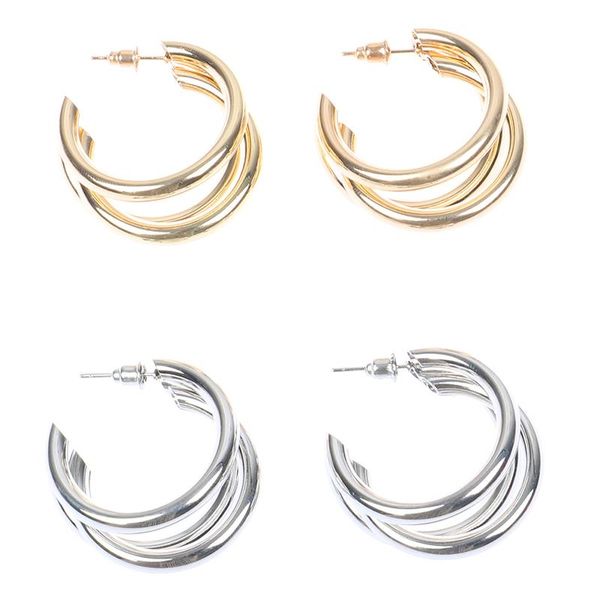 

dangle & chandelier golden big hoop earrings korean geometry metal gold for women female retro drop trend fashion jewelry, Silver