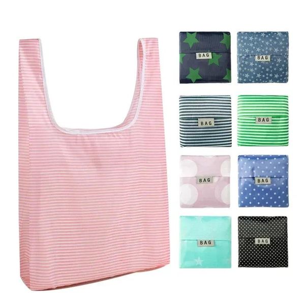 

storage bags 1pc folding large capacity shopping bag brief star stripe style portable waterproof printed pouch
