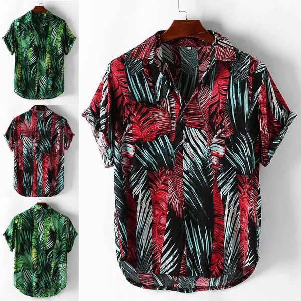 

2021new fashion brand gaojie flower digital printing loose men's shirt 1 in spring and summer of 2019, White;black