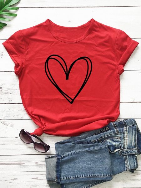 

heart print short sleeve tee e5kh#, White