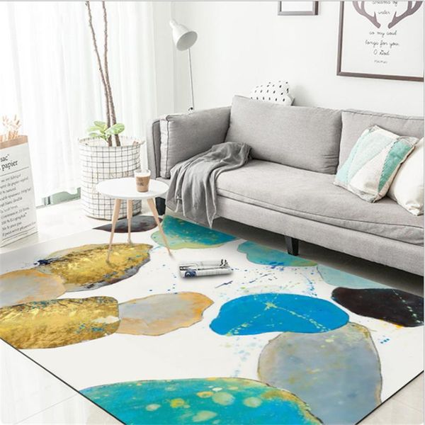 

carpets fashion abstract watercolor green gold stone pattern carpet living room sofa coffee table rug bedroom bedside decor