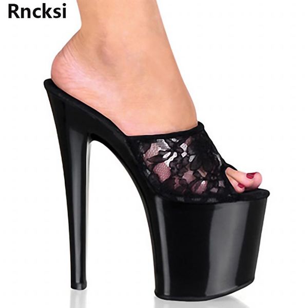 

sandals rncksi 20 cm high heels slippers club night pole dancing shoes platform women dance, Black