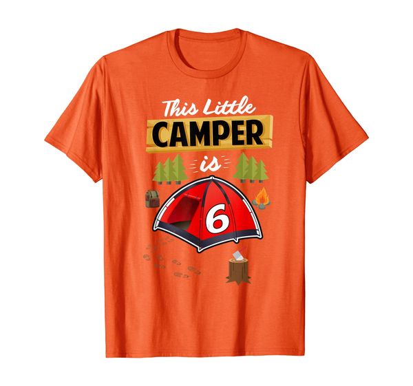 

fun 6th camping birthday t-shirt camp lover 6 year old gift, White;black